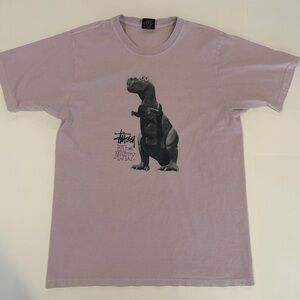 Stussy Lavender Tee with Dinosaur Print